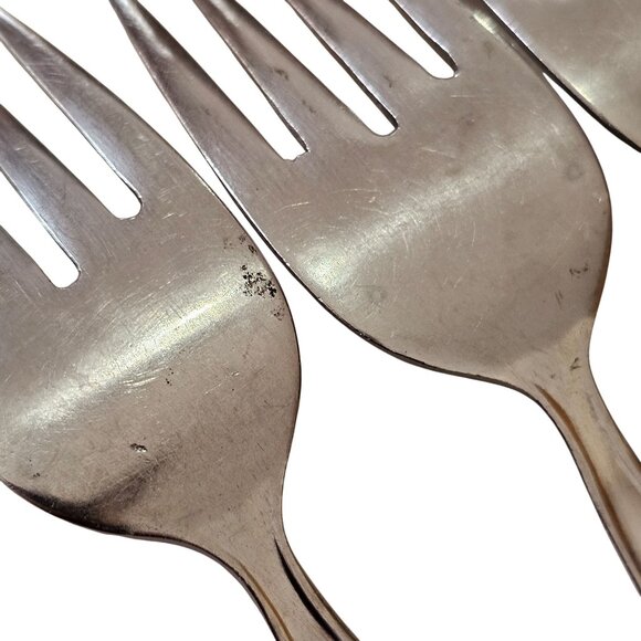 4 Elden Vintage Flower Salad Fork Stainless 6" Rose Midcentury Colonial EDL5 - Picture 7 of 8